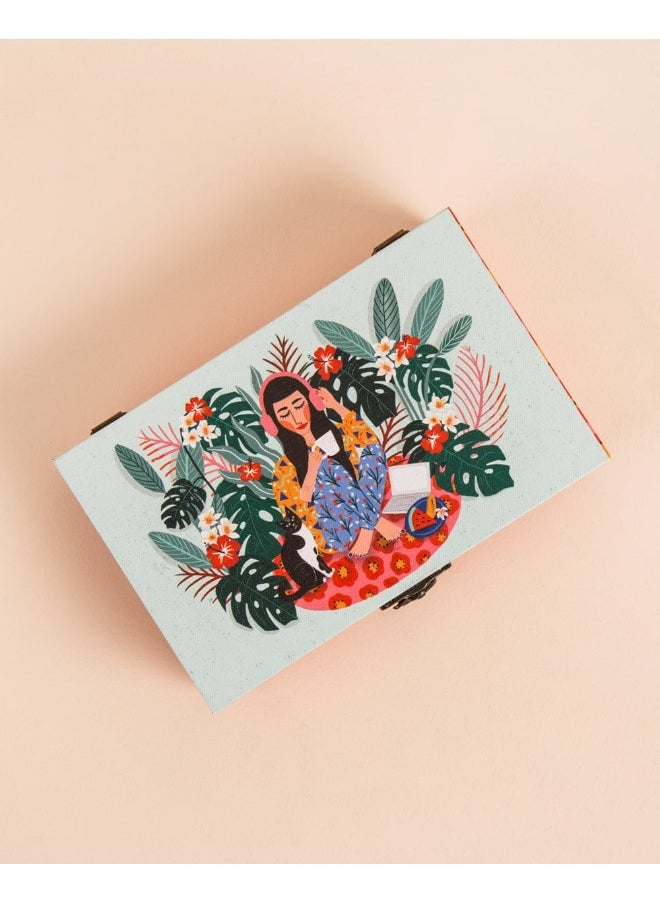 تشامباك Chumbak Live Slow Trinket Box ، MDF & Canvas ، احتفظ بتذكاراتك الثمينة في هذا الصندوق الساحر ، حيث يلتقي الترفيه بالتخزين - 1500 جرام  - Image 2