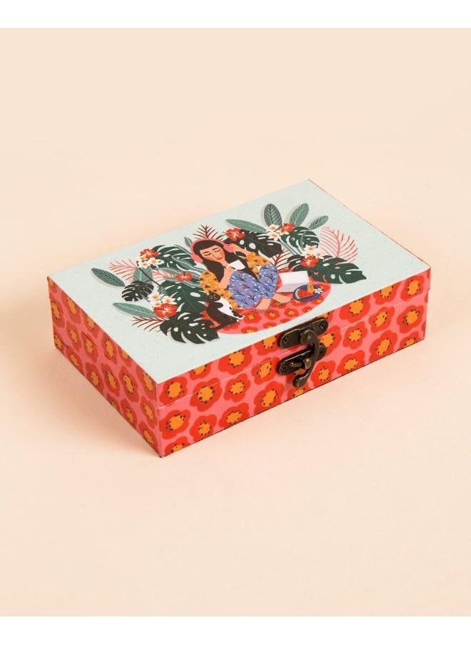 تشامباك Chumbak Live Slow Trinket Box ، MDF & Canvas ، احتفظ بتذكاراتك الثمينة في هذا الصندوق الساحر ، حيث يلتقي الترفيه بالتخزين - 1500 جرام  - Image 1