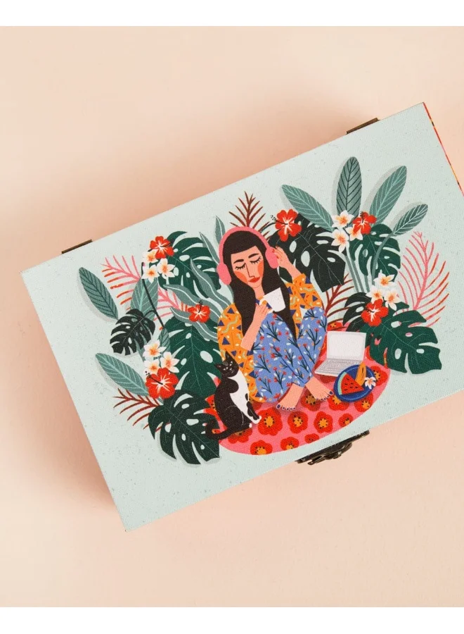تشامباك Chumbak Live Slow Trinket Box ، MDF & Canvas ، احتفظ بتذكاراتك الثمينة في هذا الصندوق الساحر ، حيث يلتقي الترفيه بالتخزين - 1500 جرام
