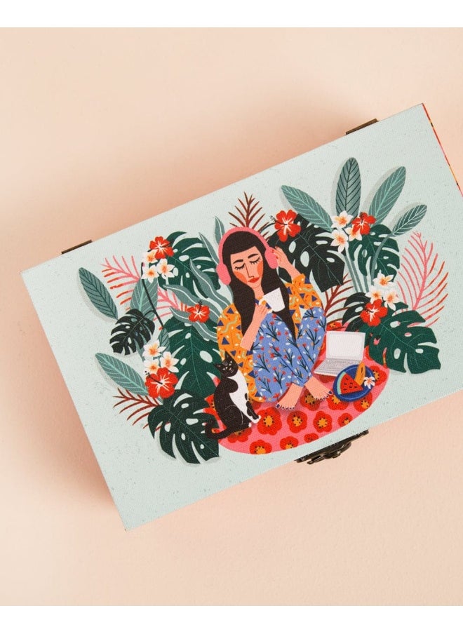 تشامباك Chumbak Live Slow Trinket Box ، MDF & Canvas ، احتفظ بتذكاراتك الثمينة في هذا الصندوق الساحر ، حيث يلتقي الترفيه بالتخزين - 1500 جرام  - Image 3