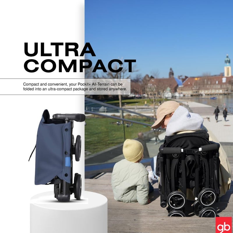 gb Pockit+ All-Terrain, Ultra Compact Lightweight Travel Stroller with Canopy and Reclining Seat in Night Blue, 10.6 pounds - Image 3