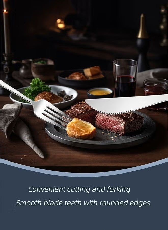 Beauenty 24 piece cutlery set, Stainless steel flat tableware, for 6,Western Tableware Suitable For Home Kitchen Restaurant Hotel Party Dining Picnic Dining, Include Spoons, Fork, Knife,Coffee spoon， Mirror Finish, Dishwasher Safe（silver） - Image 4