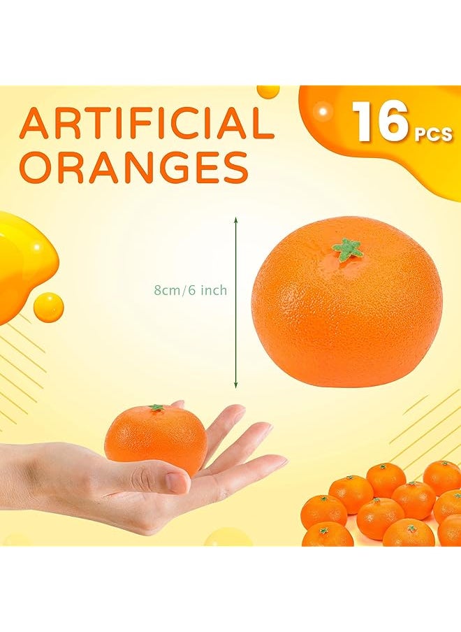 erorex - 16 Pcs Artificial Oranges Decorative Fake Oranges Simulated Plastic Orange Decorative Fruit Tray Realistic Fake Fruit Oranges For Home Kitchen Festival Party Decoration - Image 1