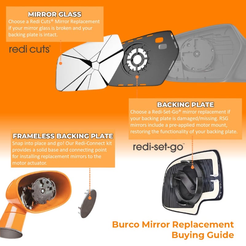 Burco 4274 Left Driver Side Replacement Mirror Glass Non-Heated for Saturn Astra 2008 2009 7 1/2 Inches Diagonally Backing Plate not Included - Image 5