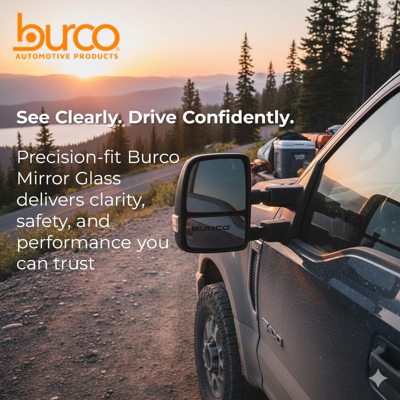 Burco 4274 Left Driver Side Replacement Mirror Glass Non-Heated for Saturn Astra 2008 2009 7 1/2 Inches Diagonally Backing Plate not Included - Image 2