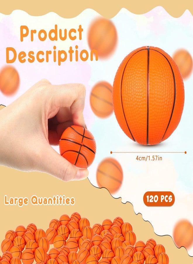 Leitee 120 Pcs Mini Basketball Soft Foam Stress Balls Small Squeeze Basketball Toys 1.6 inch Bouncy Ball for Anxiety Stress Relief Party Favor Decoration School Reward Present Game - Image 2