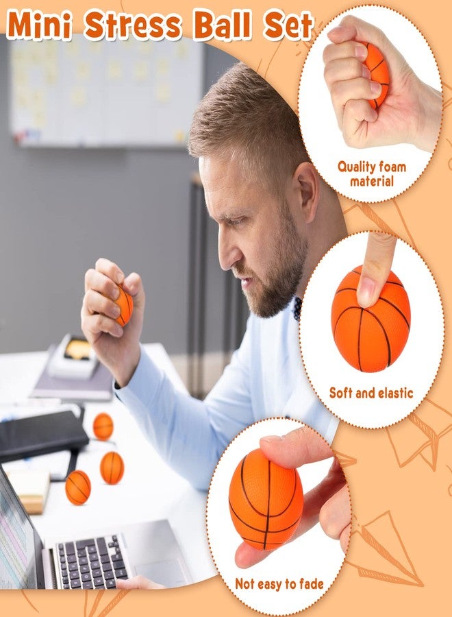 Leitee 120 Pcs Mini Basketball Soft Foam Stress Balls Small Squeeze Basketball Toys 1.6 inch Bouncy Ball for Anxiety Stress Relief Party Favor Decoration School Reward Present Game - Image 3