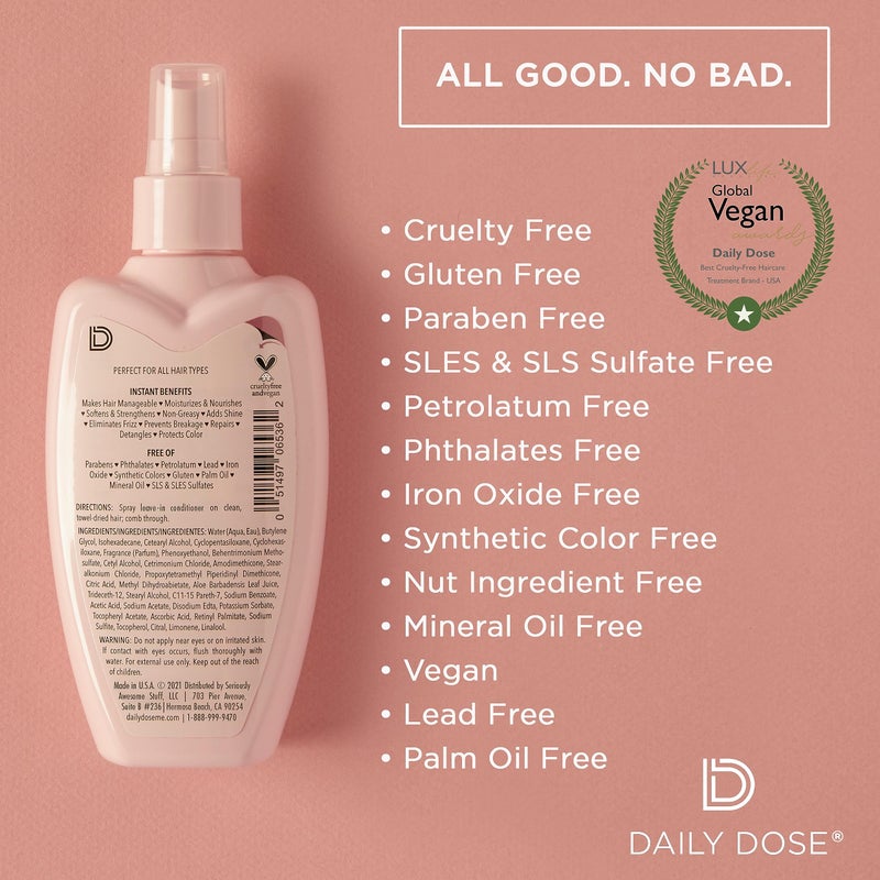 Daily Dose Clean Moisture Spray Leave-In Conditioner Detangler, Paraben-Free, Phthalates-Free, Cruelty-Free, Vegan - Image 3