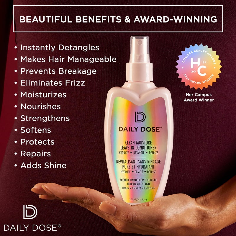 Daily Dose Clean Moisture Spray Leave-In Conditioner Detangler, Paraben-Free, Phthalates-Free, Cruelty-Free, Vegan - Image 2