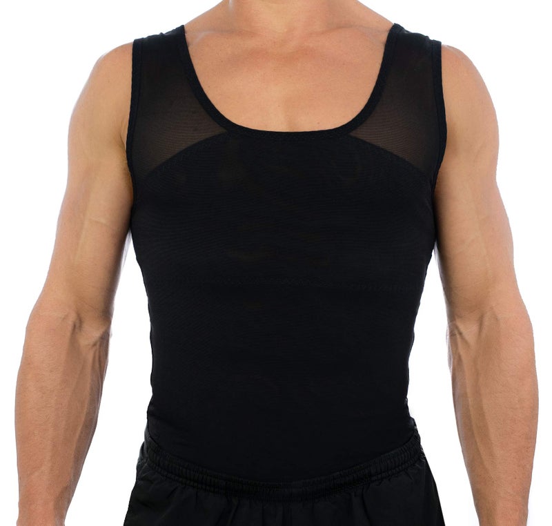 Esteem Apparel قميص ضغط صدر أصلي للرجال من Esteem Apparel لإخفاء التثدي - ملابس تشكيل نحيفة (أسود، متوسط) - Image 5