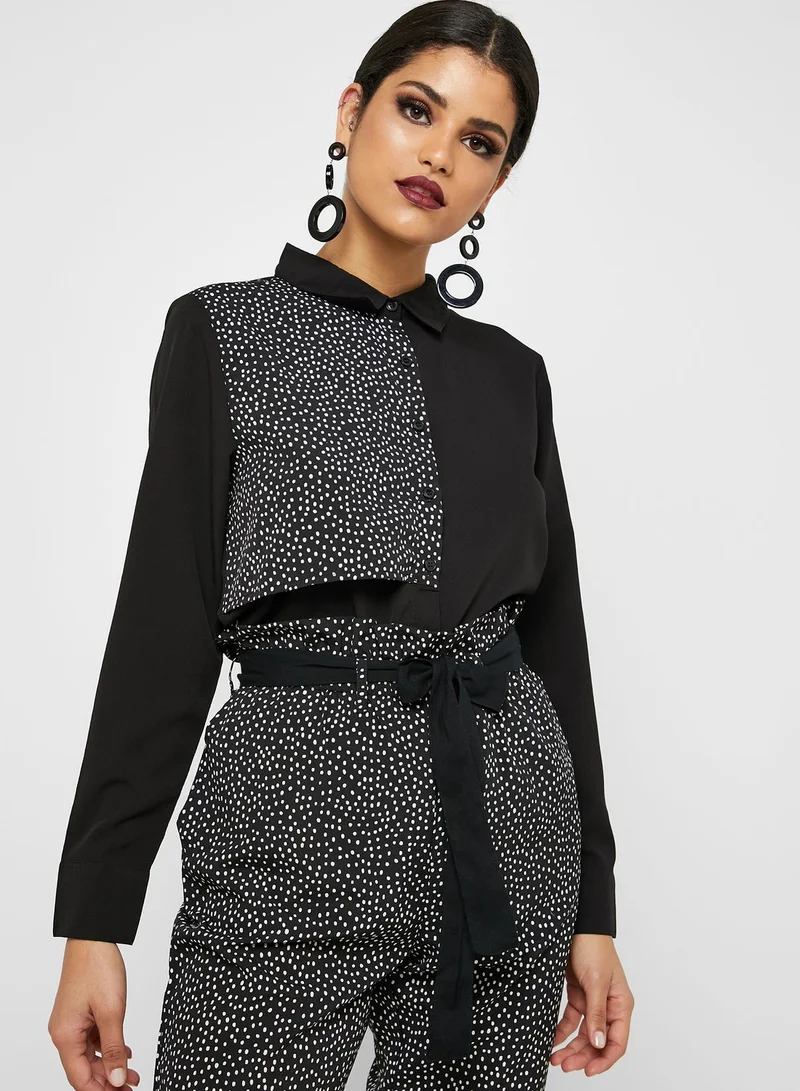 ANOTAH Contrast Patch Long Sleeve Shirt