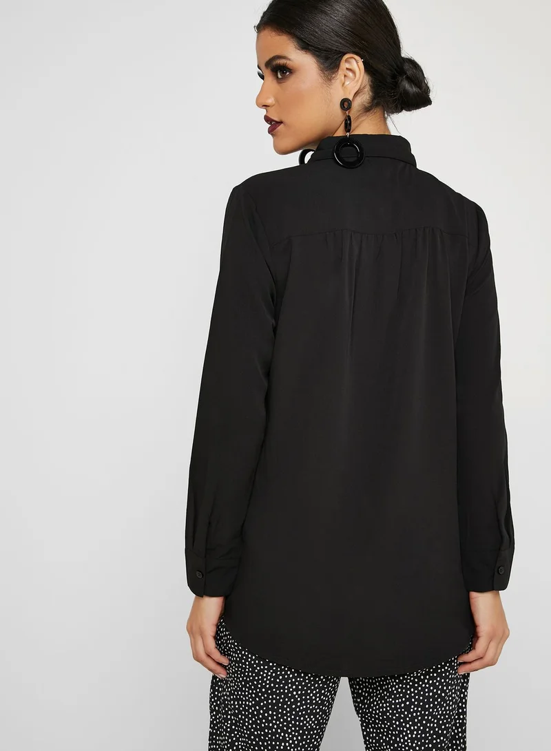 ANOTAH Contrast Patch Long Sleeve Shirt