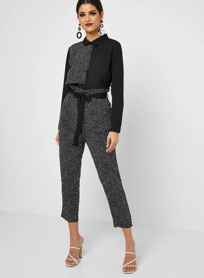 ANOTAH Contrast Patch Long Sleeve Shirt
