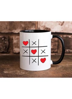 RYN Valentine's Day Tic Tac Toe Mug, Xoxo Red Heart Coffee Mug, Cute Valentine's Gift For Her, Love Coffee Cup, Romantic Kitchen Decor 