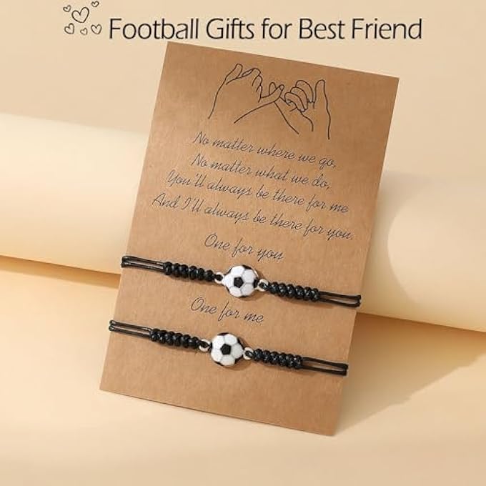 rayihni 2 Pcs Friendship Soccer Bracelets, Adjustable Bff Bracelets For Kids, Best Friend Gifts For Boys Girls, Personalized Football Gifts For Teens, Birthday, Christmas, Sports Lovers - Image 3