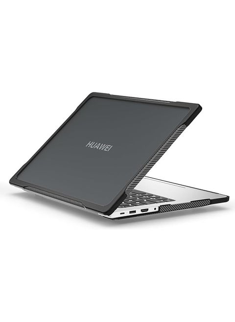 Compatible With Huawei Matebook D14 2024 Mdg 24 Heavy Duty Rugged Full Shockproof Case Dual Layer Laptop Transparent Hard Shell Case With Tpu Frame Black