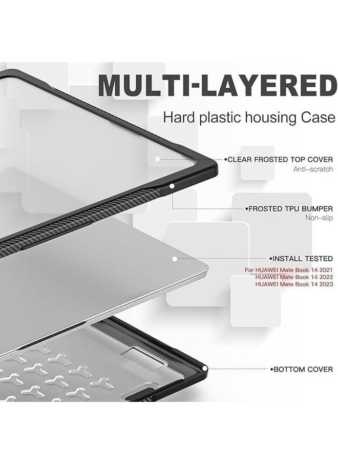 erorex - Compatible With Huawei Matebook D14 2024 Mdg 24 Heavy Duty Rugged Full Shockproof Case Dual Layer Laptop Transparent Hard Shell Case With Tpu Frame Black - Image 1