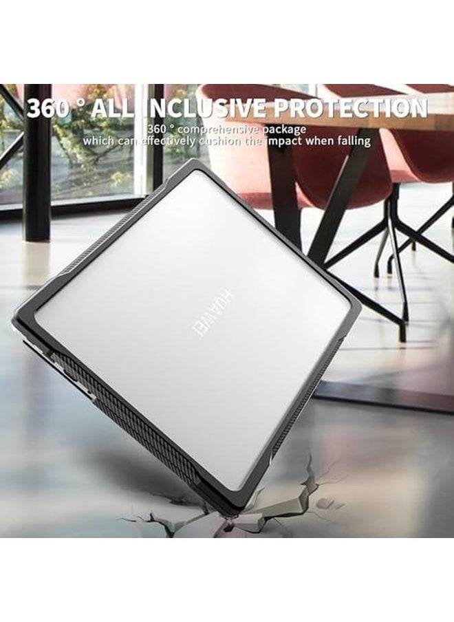 erorex - Compatible With Huawei Matebook D14 2024 Mdg 24 Heavy Duty Rugged Full Shockproof Case Dual Layer Laptop Transparent Hard Shell Case With Tpu Frame Black - Image 1