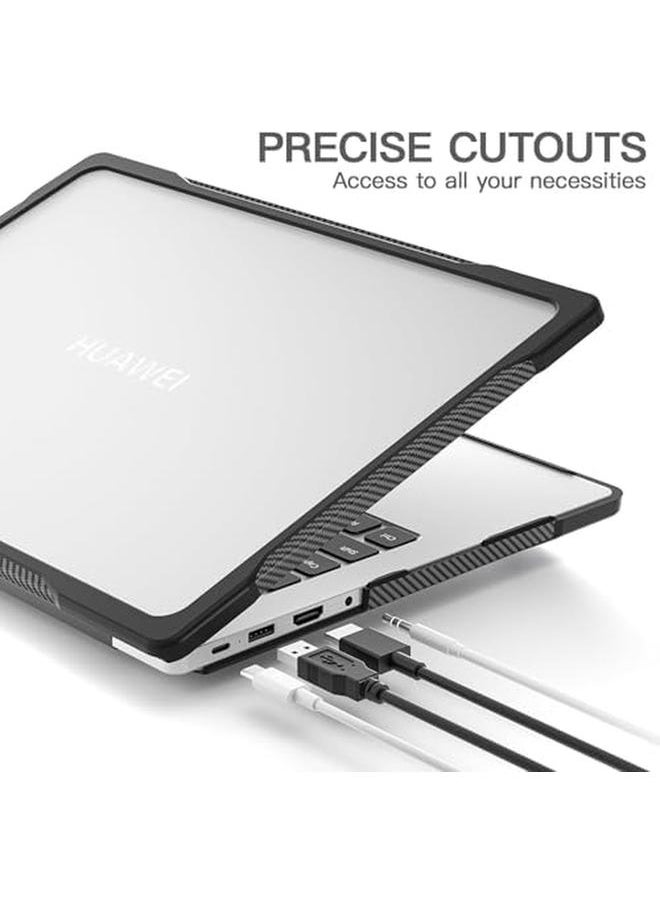 erorex - Compatible With Huawei Matebook D14 2024 Mdg 24 Heavy Duty Rugged Full Shockproof Case Dual Layer Laptop Transparent Hard Shell Case With Tpu Frame Black - Image 1