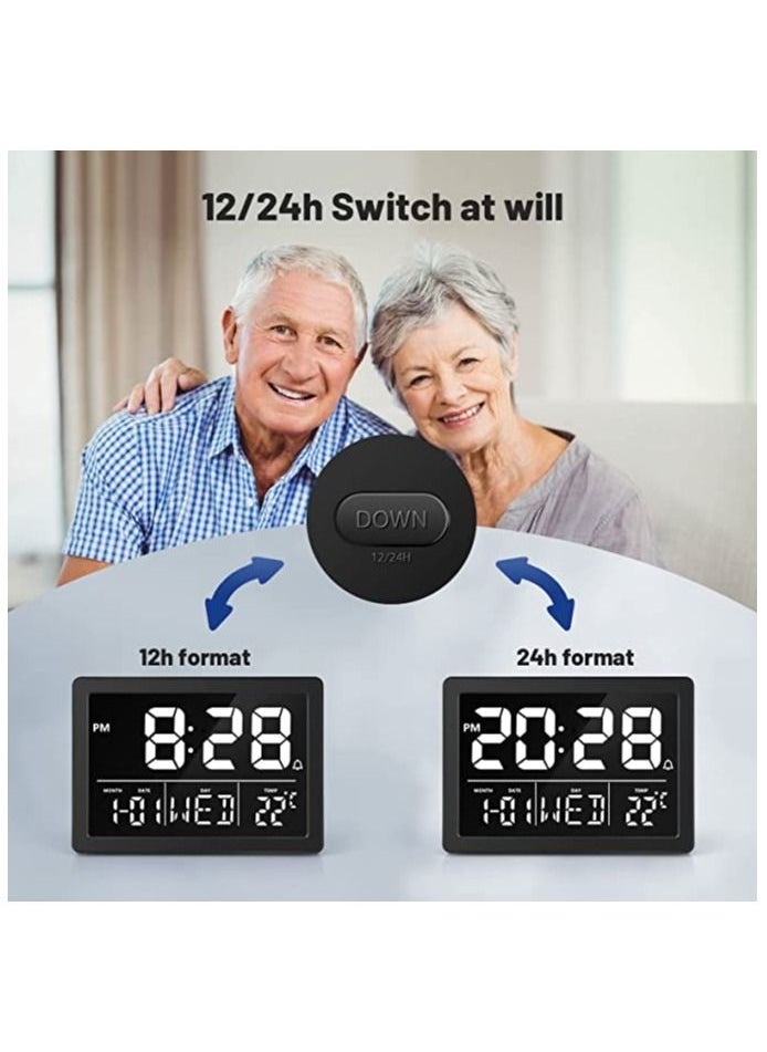 Large LED Digital Alarm Clock With USB Charger Ports Adjustable Size 6 Brightness Levels 12/24H Snooze Digit Display Bedroom Bed Desk