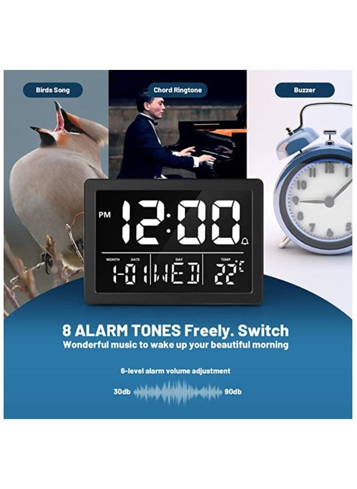 Large LED Digital Alarm Clock With USB Charger Ports Adjustable Size 6 Brightness Levels 12/24H Snooze Digit Display Bedroom Bed Desk