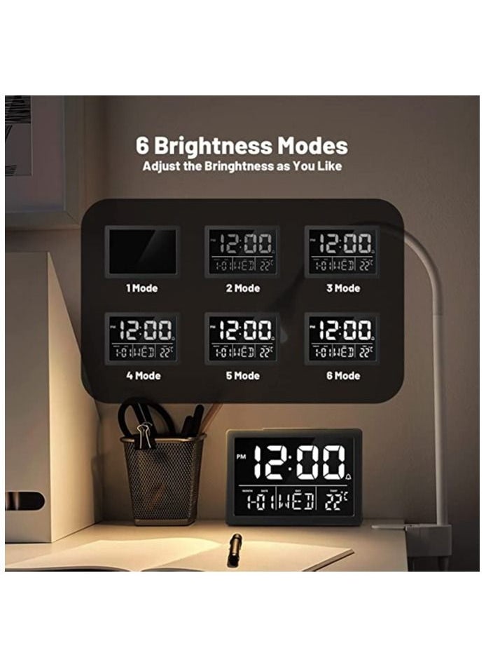 Large LED Digital Alarm Clock With USB Charger Ports Adjustable Size 6 Brightness Levels 12/24H Snooze Digit Display Bedroom Bed Desk