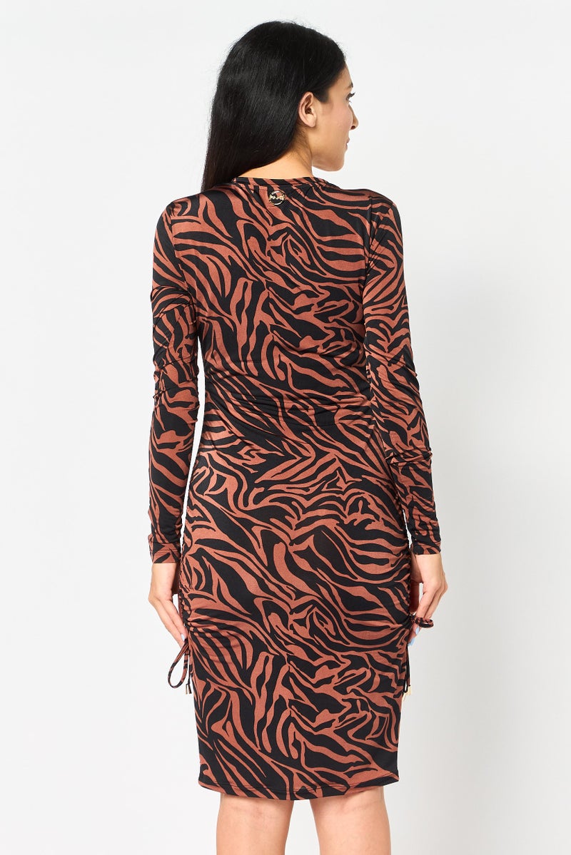 PINKO Women Animal Print Mini Dress, Multicolor - Image 4