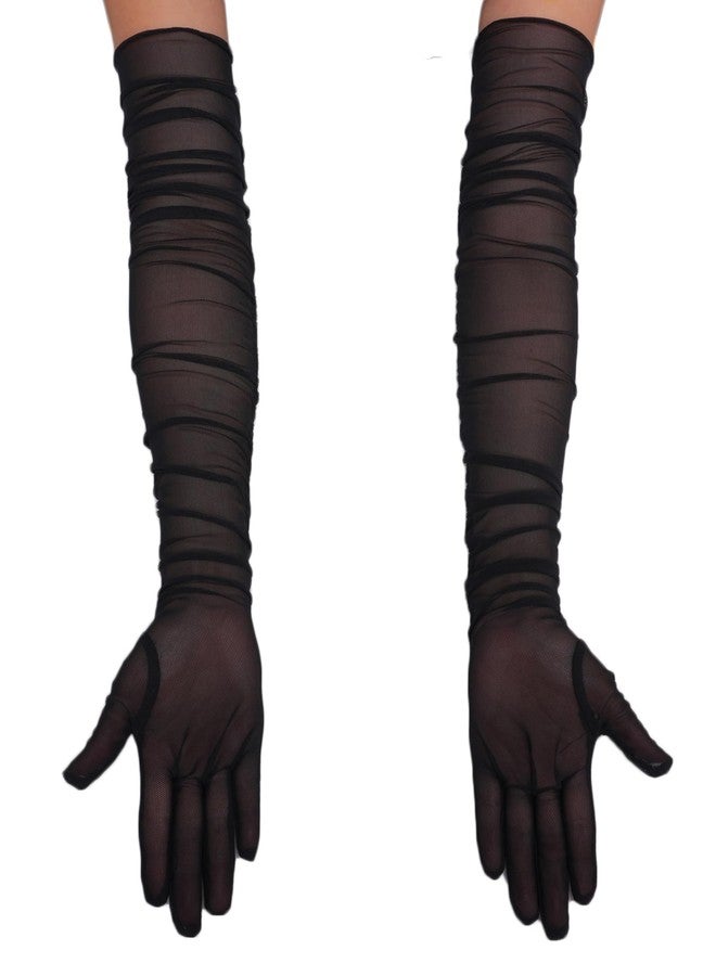 Avidlove Long Black Gloves for Women Sheer Mesh Glove Halloween Costumes 1920s Accessories Tea Party Opera Gloves - Image 5
