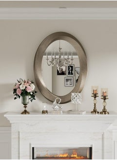 WISFOR Vintage Antique Gold Mirror 60x80cm Retro Wall Mounted Mirror with Swirl Style Frame Oval Antique Gold Wall Art Mirror Large Hanging Mirror for Bathroom Farmhouse Bedroom Living Room  - Image 3