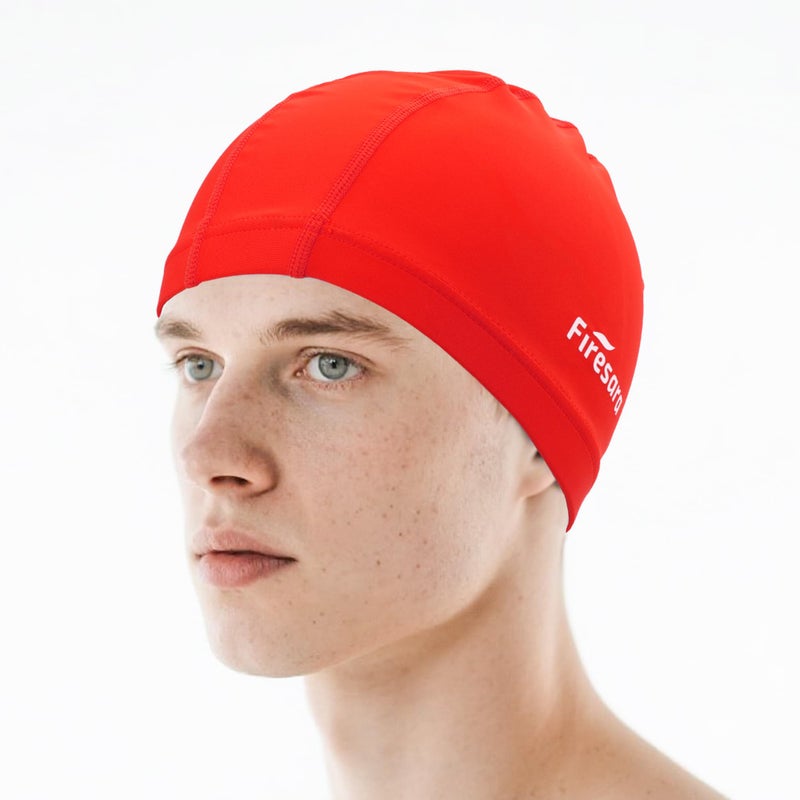 Firesara Fabric Swim Cap, High Elasticity Swimming Cap Keeps Hair Clean Breathable Fit Both Long Hair Short Hair, Swim Caps Woman Girls Men Kids One Size Hat - Image 1