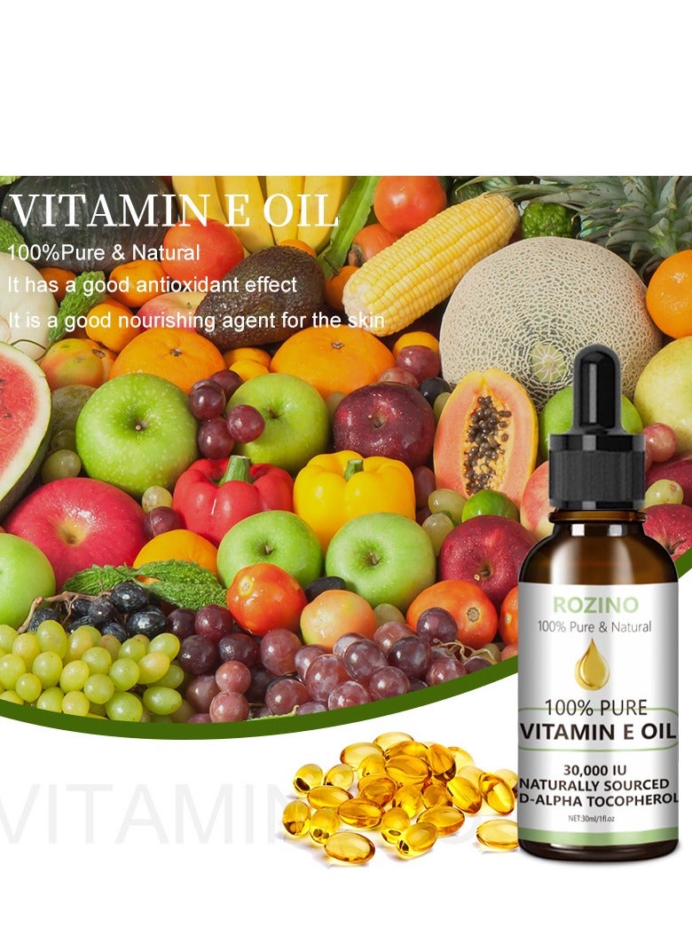 روزينو زيت فيتامين ه للوجه ، زيت فيتامين E نقي 100٪ ، زيت فيتامين E عضوي للوجه لمكافحة الشيخوخة ، تقليل الخطوط الدقيقة ، مرطب للبشرة والشعر والشفاه وإصلاح الأظافر ، 30 مل - Image 5