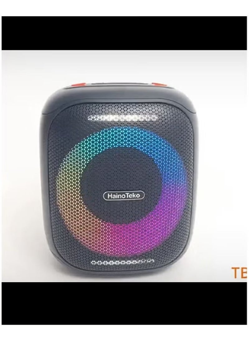 HainoTeko مكبر صوت بلوتوث محمول لاسلكي متوسط TB-3 مع إضاءة RGB – قدرة إخراج 50 واط، تحكم زر متعدد الوظائف، تصميم مدمج، أسود - Image 3