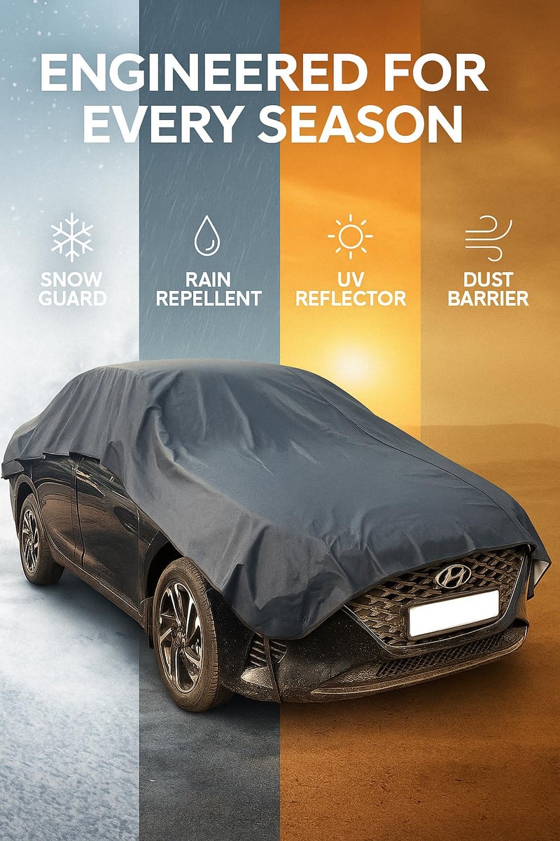 FAMEXON Waterproof, Half Car Body Cover All Weather Protection Half Car Cover Outdoor Half Cover Rain Sun Uv Protection with Inner Side Ultra Soft Cotton 4 Layers (Fits On All Hatchback) - Image 3