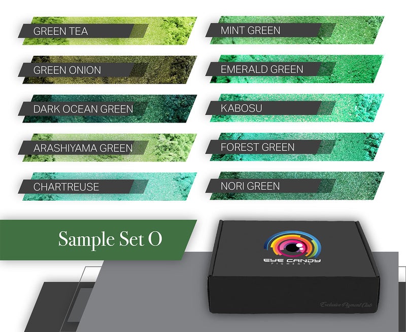 Eye Candy Green Mica Pigment Powder Set O - Mica Powder for Epoxy Resin Art - Woodworking - Cosmetic Grade Mica Powder - Bath Bombs - Pigment Powder Variety Pack - 50g - Non-Toxic - Skin Safe - Image 1