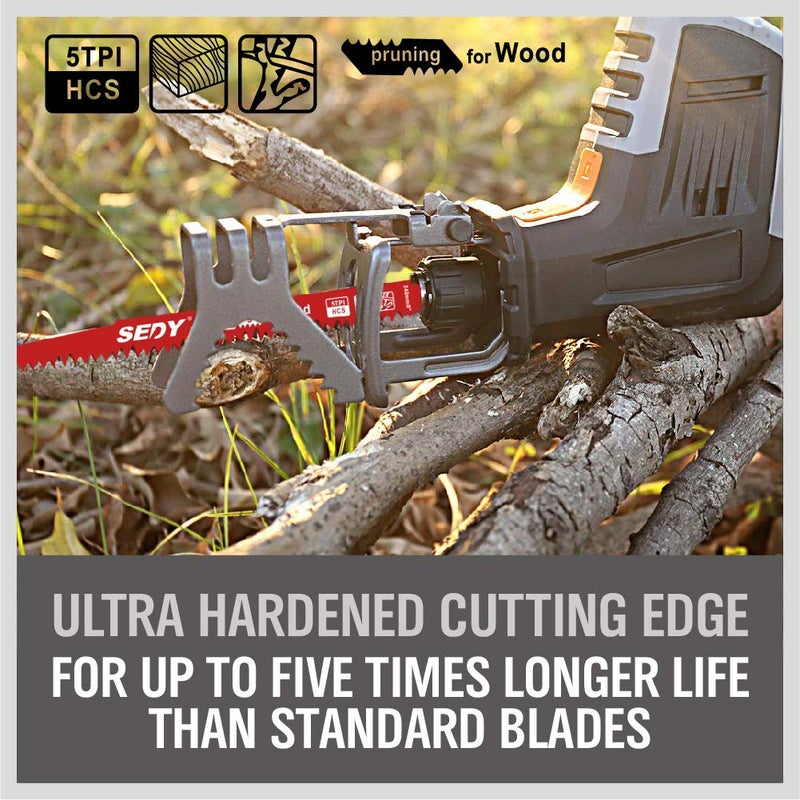 SEDY 12-Inch Wood Pruning Reciprocating Saw Blades, 5TPI Saw Blades for Tree Trimming, Wood Cutting (5 Pack/5TPI) - Image 4