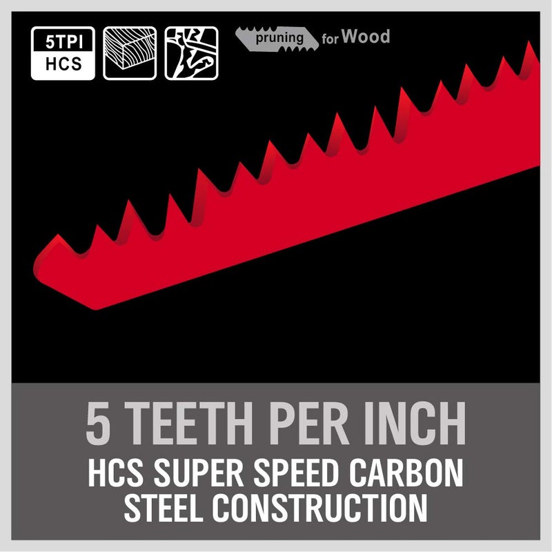 SEDY 12-Inch Wood Pruning Reciprocating Saw Blades, 5TPI Saw Blades for Tree Trimming, Wood Cutting (5 Pack/5TPI) - Image 2