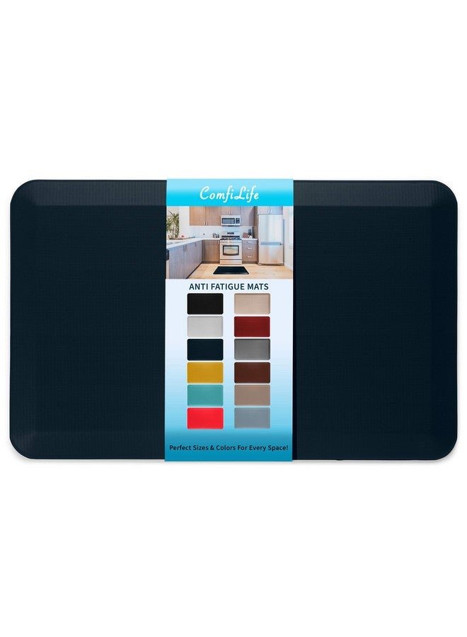 كومفي لايف سجادة أرضية مقاومة للتعب من كومفي لايف - سجادات مطبخ بسمك 3/4 بوصة للأرضية، سجادة مكتب قائمة، سجادة مطبخ - مريحة في المنزل والمكتب - متينة - مقاومة للبقع - قاعدة غير قابلة للانزلاق (20 بوصة × 32 بوصة، أزرق داكن) - Image 1