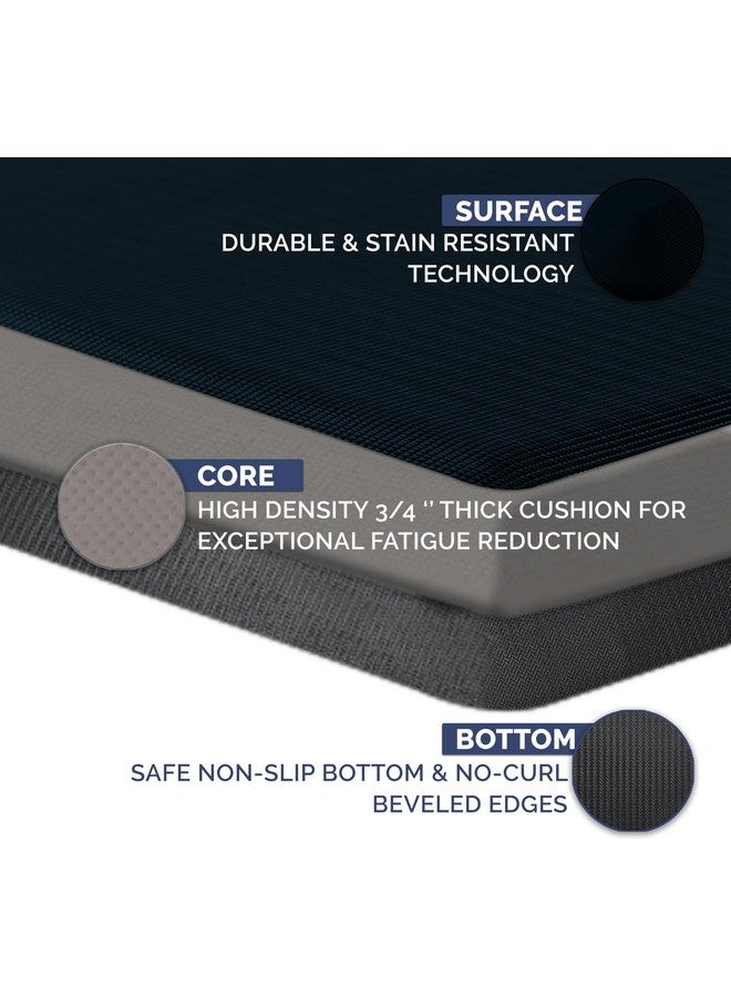 كومفي لايف سجادة أرضية مقاومة للتعب من كومفي لايف - سجادات مطبخ بسمك 3/4 بوصة للأرضية، سجادة مكتب قائمة، سجادة مطبخ - مريحة في المنزل والمكتب - متينة - مقاومة للبقع - قاعدة غير قابلة للانزلاق (20 بوصة × 32 بوصة، أزرق داكن) - Image 4