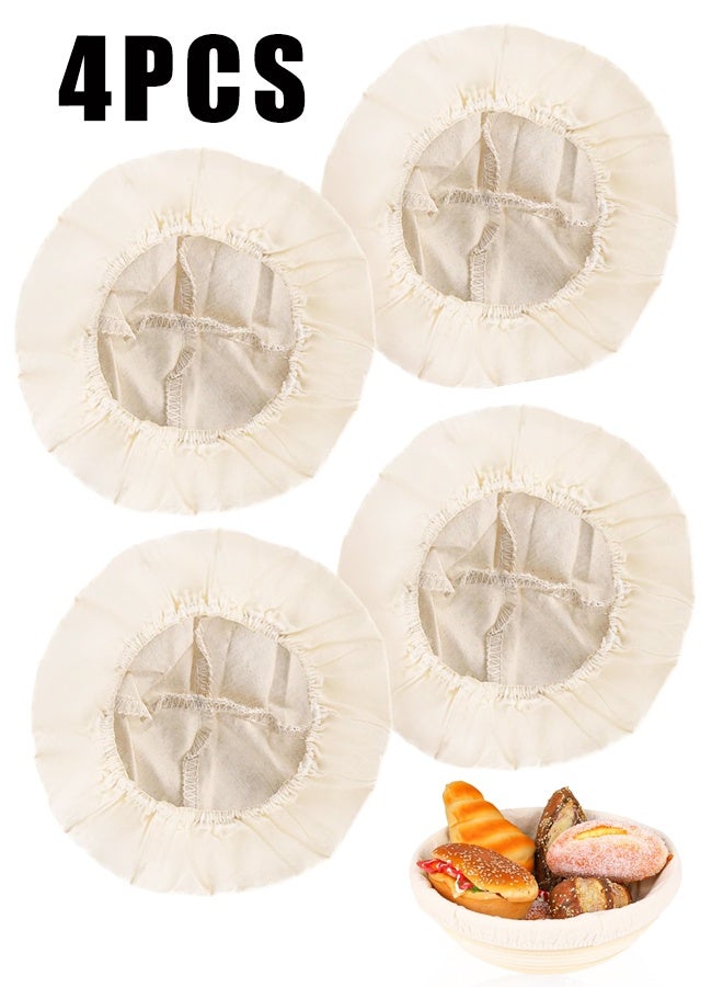4PCS 10 Inch Banneton Proofing Cloth Liner, Rattan Bread Baking Basket Cover - Image 1