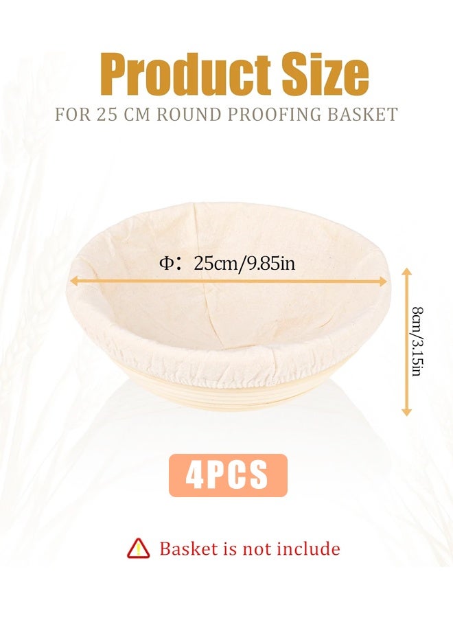 4PCS 10 Inch Banneton Proofing Cloth Liner, Rattan Bread Baking Basket Cover - Image 2