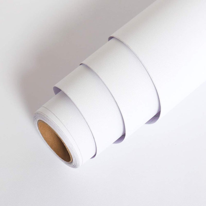 LACHEERY Matte White Contact Paper Decorative Self Adhesive White Wall Paper Waterproof Adhesive Shelf Liner Removable Peel and Stick Wallpaper for Countertops Cabinets Drawer Desk Dresser 158x80