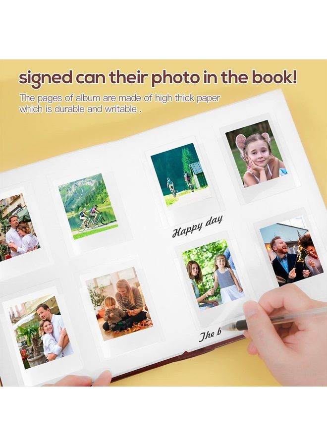 Ruibytree 128 Pockets Photo Album with Writing Space, Front Window, Polaroid Photo Albums 3 Inch Compatible with Fujifilm Instax Mini 12 11 9 8 7s 40 EVO, Polaroid 300, HP Sprocket, K-pop Photocards (Brown) - Image 2