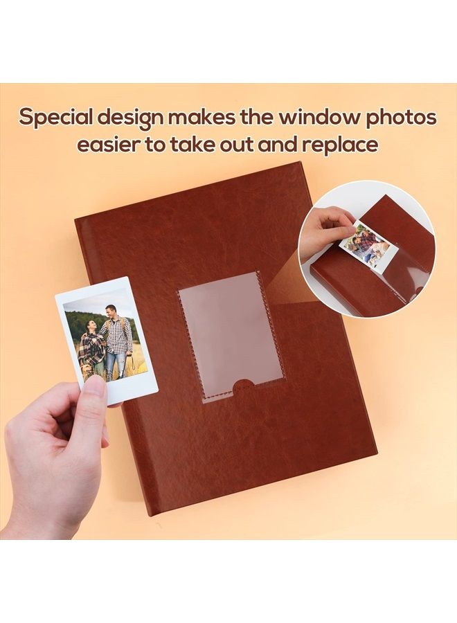 Ruibytree 128 Pockets Photo Album with Writing Space, Front Window, Polaroid Photo Albums 3 Inch Compatible with Fujifilm Instax Mini 12 11 9 8 7s 40 EVO, Polaroid 300, HP Sprocket, K-pop Photocards (Brown) - Image 5