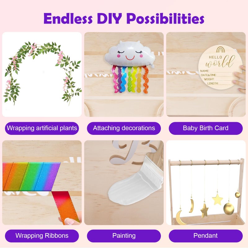 HMAZAE Baby Shower Gifts Baskets, Wooden Baby Closet Gifting for Newborn Boys and Girls, Wood Crate Box with Handle and Wheels, Personalized Cute Babyshower Decorations Basket for New Born - Image 5