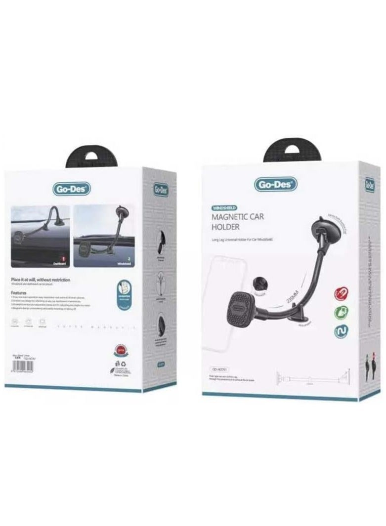 GO-DES Versatile Magnetic Car Holder Windshield & Center Console Mount Black(GD-HD761) - Image 2