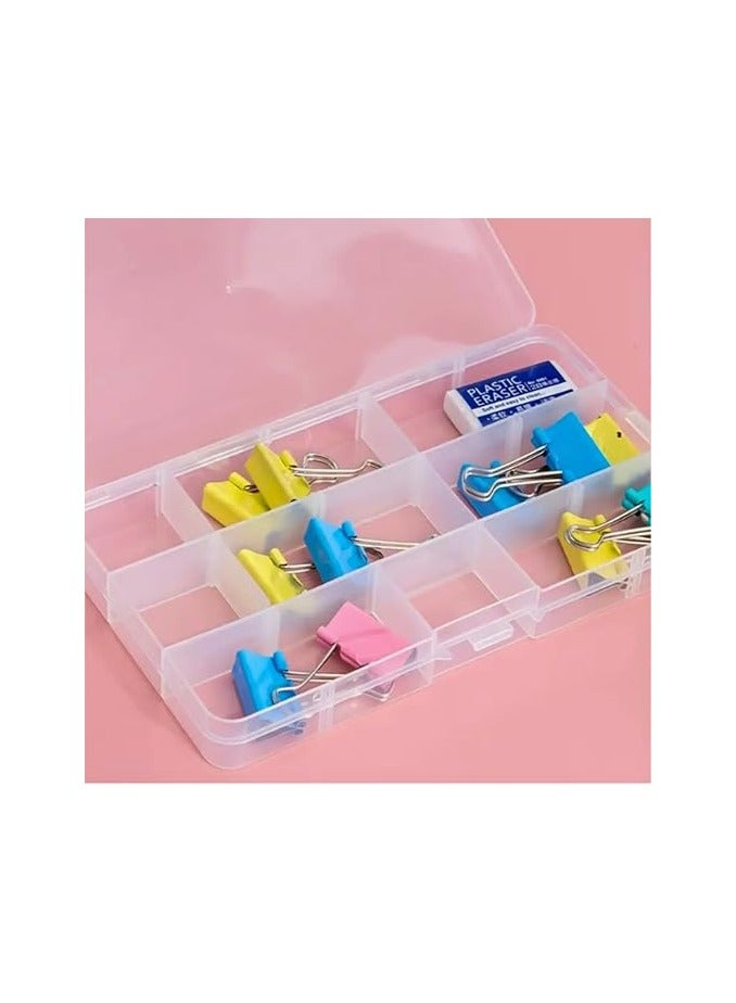 صندوق تخزين بلاستيكي صديق للبيئة، صندوق منظم مجوهرات شفاف قابل للتعديل - 15 فتحة، اغلاق بكبس، حقيبة تخزين متعددة الاغراض للخرز والحبوب والاغراض الصغيرة، منظم مجوهرات - Image 3