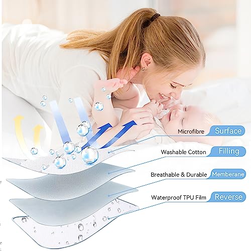 Yoofoss Waterproof Bassinet Mattress Pad Cover 2 Pack Fit for Rectangle Bassinet Mattress, Baby Bassinet Mattress Protector for Boys and Girls 34X19in - Image 3