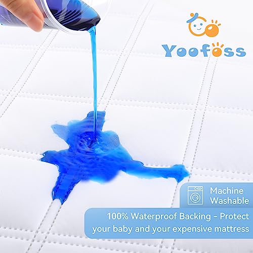 Yoofoss Waterproof Bassinet Mattress Pad Cover 2 Pack Fit for Rectangle Bassinet Mattress, Baby Bassinet Mattress Protector for Boys and Girls 34X19in - Image 4
