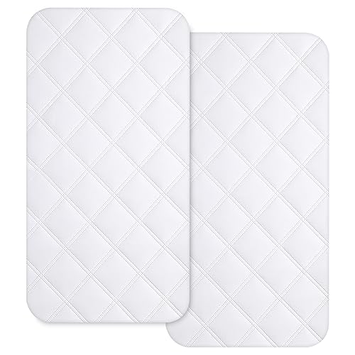 Yoofoss Waterproof Bassinet Mattress Pad Cover 2 Pack Fit for Rectangle Bassinet Mattress, Baby Bassinet Mattress Protector for Boys and Girls 34X19in - Image 1
