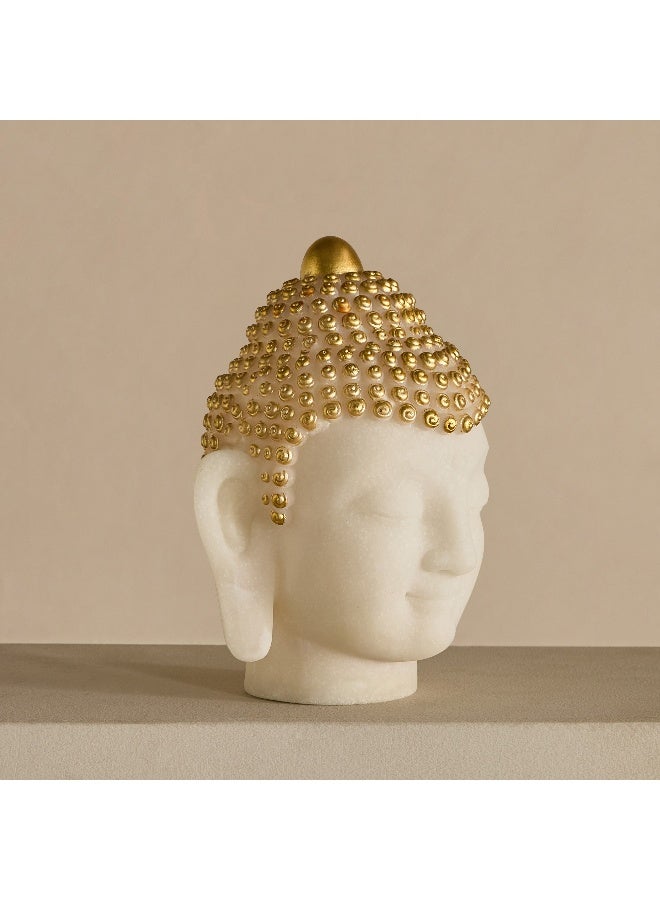 Home Box Buddha Head Sculpture - Gold and White Finish - Image 2
